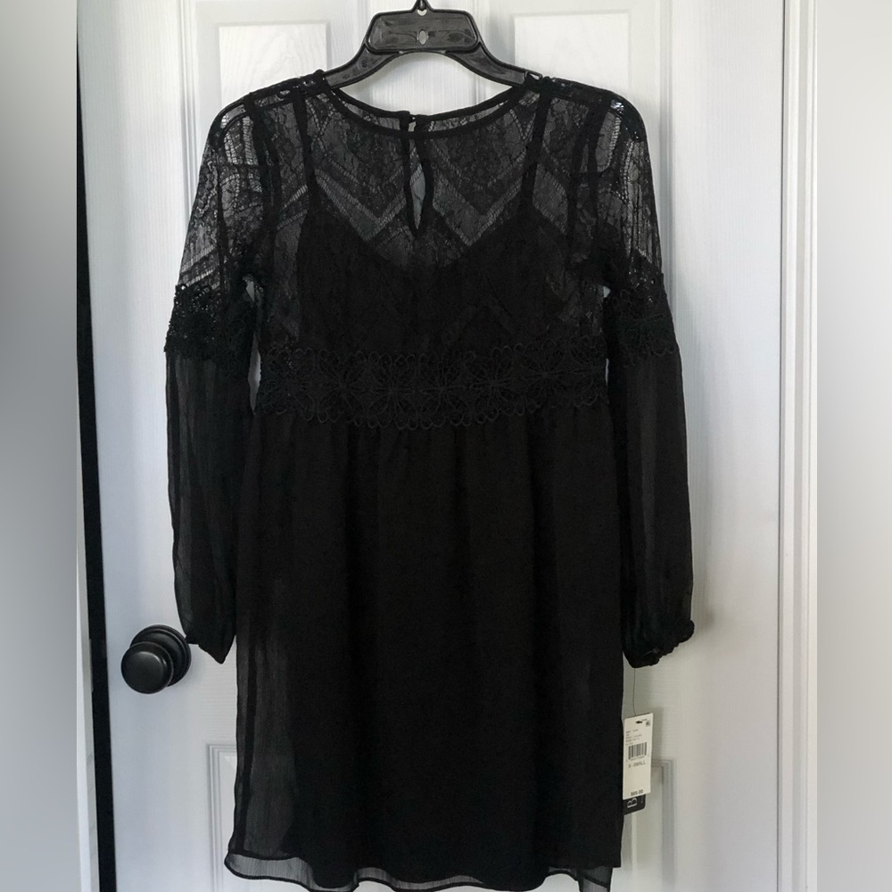 NWT, Black with lace semi formal mini dress